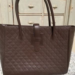Brown quilted leather “H” bag